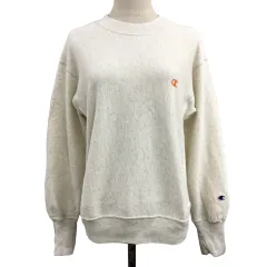 チャンピオン CHAMPION トレーナー スウェット プルオーバー クルーネック ロゴ 杢 長袖 M 白 オレンジ