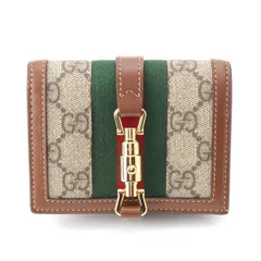 グッチ ジャッキー 1961 GGスプリーム ロゴ スモール コンパクト ウォレット 二つ折り財布 コインケース 645536 ブラウン【中古】