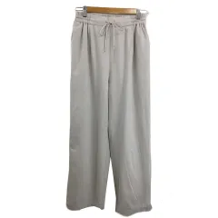 グローバルワーク GLOBAL WORK パンツ ワイド ストレート ロング タック ウエストゴム リネン混 無地 M ベージュ