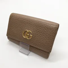 ◎I918 GUCCI グッチ 6連キーケース GGマーモント ゴールド金具 ピンクベージュ レザー (ma)