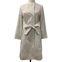 アンタイトル UNTITLED コート ノーカラー シングル ロング リボンベルト 無地 長袖 2 ベージュ