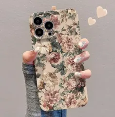 ヴィンテージローズ柄 iPhone 13/14/15/16 Pro/Max/17 対応 ケース