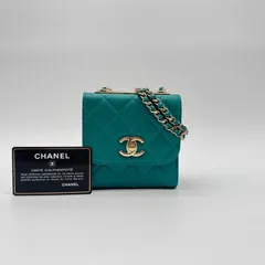 未使用保管品✨CHANEL シャネル ショルダーバッグ ミニマトラッセ ココマーク トレンディCC  ターンロック グリーン レザー シールカードあり チェーンショルダー
