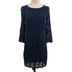 スパイラルガール SPIRALGIRL ワンピース Iライン ミニ 総レース 長袖 1 紺 ネイビー