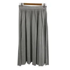 エニィスィス エニシス anySiS スカート プリーツ フレア ロング スエード調 ウエストゴム 無地 2 グレー