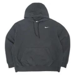 ナイキ NIKE 00s 2000年代 スウォッシュ ロゴ刺繍 スウェットパーカー プルオーバー ワンポイント USA ヴィンテージ アメリカ 古着 メンズ パーカー ブラック 黒 XL【中古】