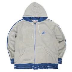 ナイキ NIKE 70s 70年代 フルジップ スウェットパーカー フーディー オレンジタグ ロゴ刺繍 旧タグ USA ヴィンテージ アメリカ 古着 メンズ パーカー 霜降りグレー ブルー L【中古】