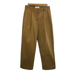 シンプリシテェ SIMPLICITE パンツ ワイド ロング タック 無地 M 茶 ブラウン