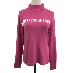 ルコックスポルティフ le coq sportif GOLF COLLECTION カットソー タートルネック プルオーバー ゴルフウェア ロゴ プリント 長袖 M ピンク