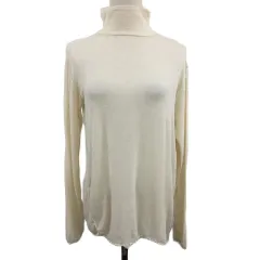 ジーナシス JEANASIS カットソー ニット プルオーバー ハイネック 無地 メロウ 薄手 透け感 長袖 F ベージュ