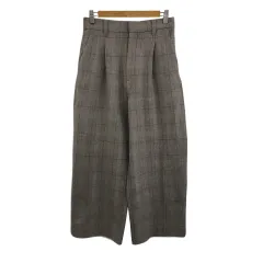 ロペピクニック ROPE Picnic パンツ ワイド ロング タック チェック ウエストゴム 36 茶 赤 ブラウン レッド