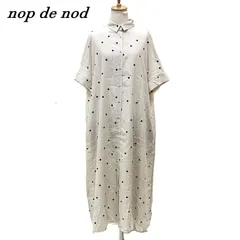 nop de nod ノップドゥノッド Cornet Polka刺繍半袖ワンピース 水玉模様 M IVR/アイボリー