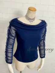 Lサイズ　社交ダンス　紺　ネイビー　トップス　レッスン　パーティ　シンプル　2011　ラテン