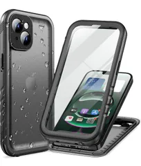 ★Cozycase iPhone 14 Plus 用 防水ケース - 完全防水 防塵 2m 耐衝撃 360度 全面 両面 米軍 カメラ保護 ストラップ付き 海 お風呂 水中撮影 洗濯可能 iPhone14Plus 用 ケース - 頑丈　黒