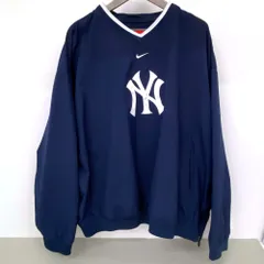 03w24599 NIKE × New York Yankees ナイロンプルオーバー ナイキ ニューヨークヤンキース  ネイビー  サイズXL  メンズ  ストリート  トップス