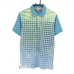 プーマ 半袖ポロシャツ ライトブルー×グリーン 前千鳥格子  メンズ US-S ゴルフウェア PUMA