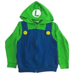 【中古】衣類 ルイージ パーカー グリーン×ブルー キッズ110サイズ 「スーパーマリオ」 ユニバーサル・スタジオ・ジャパン スーパーニンテンドーワールド限定