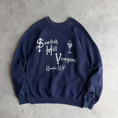 80s/Hanes/ヘインズ/プリントスウェット/USA製/アメリカ製/ラグランスリーブ/スーベニア/ワイングラス/ぶどう/葡萄/ワイナリー/ネイビー/紺/jmaple