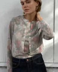 ZARA ザラ フローラル プリント ニット ジャケット カーディガン -M