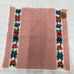 271　FEILER　フェイラー　シール付き　ハンカチ　シュニール織り　ピンク　ポピーズ　花柄　フラワー　レディース　シンプル　きれいめ　上品