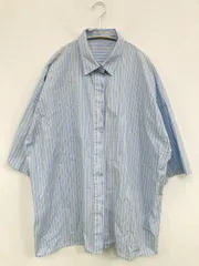 JEANASIS ジーナシス シャツ/ブラウス F スカイブルー コットン ストライプ柄 ミドル丈 半袖 レギュラーカラー