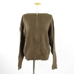 神戸レタス KOBE LETTUCE ダブルジップオフショルニットトップス カーディガン 長袖 茶 M *A816