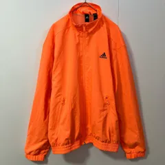【美品】adidas アディダス ジャケット ブルゾン サイズM トラックジャケット 背面3ライン 裏地メッシュ 蛍光 オレンジ　　　　T-97