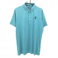 アドミラル 半袖ポロシャツ ブルーグリーン×白 英字ストライプ ロゴ刺しゅう  メンズ XL ゴルフウェア Admiral