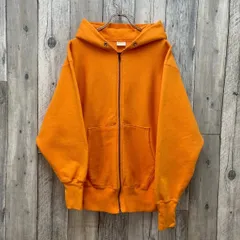 Champion チャンピオン REVERSE WEAVE リバースウィーブ WARMUP 米国製 USA製 黄タグ 金タグ 単色タグ RN26094 裏起毛 厚地 肉厚 オレンジ スウェット スエット フルジップ パーカー ジップパーカー メンズ L サイズ