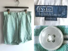 Polo by Ralph Lauren ラルフローレン STRAIGHT FIT ギンガムチェック リネン ショートパンツ ショーツ W32 グリーン ホワイト 緑 白