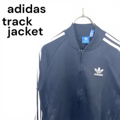t2176 アディダス　adidas 海外古着　ヴィンテージ　ワンポイントロゴ　袖ライン　ネイビー　トラックジャケット　ジャージ