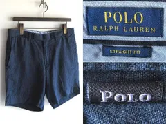 POLO RALPH LAUREN ラルフローレン STRAIGHT FIT ロゴピスネーム リネン ショートパンツ ショーツ W30 ネイビー 紺 麻100% 国内正規品