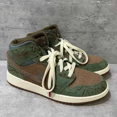 NIKE スニーカー Air Jordan 1 Mid グリーン ブラウン サイズ24.5 ナイキ 
