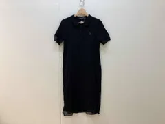 FRED PERRY フレッドペリー Sheer Trim Knitted Shirt Dress 半袖ポロシャツワンピース サイズUK10 黒 ブラック レディース