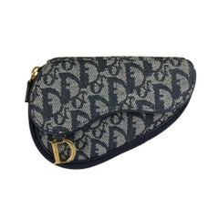 美品 Dior ディオール サドル ポーチ トロッター ネイビー コスメ