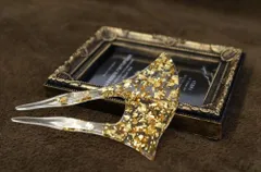 訳あり【簪 かんざし バチ型 クリア 金箔/銀箔】ばち型 髪飾り 浴衣 着物 和装 ヘアピン 結婚式 リボン コーム パール ピン 成人式 花魁 訪問着 ヘアセット 鼈甲 べっ甲 卒業式 袴