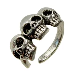 片耳用 ドクロ イヤカフ 3連 スカル 髑髏 パンク ロック ゴシック 骸骨 骨