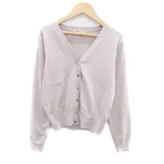 アプワイザーリッシェ Apuweiser-riche ニットカーディガン Vネック ショート丈 無地 2 M ピンク /HO39