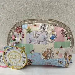 237　良品　LeSportsac　レスポートサック　 ポーチ　小物入れ　コスメケース　 PETER RABBIT　ピーターラビット　 うさぎ　総柄　パステルカラー　ナイロン　 タグ付き　レディース
