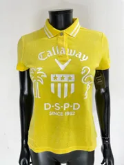 【USED】Callaway キャロウェイ 綿 半袖 ポロシャツ パイル地 イエロー 黄 レディース M ゴルフウェア
