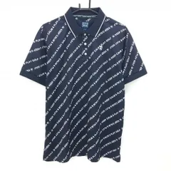 アドミラル 半袖ポロシャツ ネイビー×白 英字総柄  メンズ XL ゴルフウェア Admiral