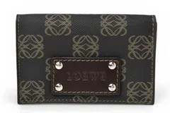 ロエベ カードケース/コインケース LOEWE レザー アナグラム ブラウン【中古】