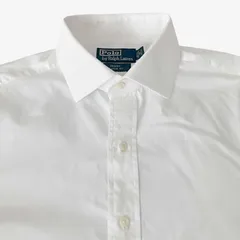 Polo by Ralph Lauren（ポロラルフローレン）ワイドカラーシャツ ホワイト 16-32/33 / Classic Fit / French Cuffs / Cotton 100% 90's香港製 ポケットなし メンズ