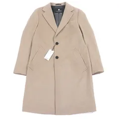 未使用品○BLACK LABELCRESTBRIDGE ブラックレーベル・クレストブリッジ カシミヤ混 裏地チェック柄 ロゴボタン シャイニービーバーチェスター コート ベージュ S 正規品 メンズ