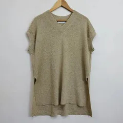 ADAM ET ROPE アダムエロペ ニット プルオーバー ベスト ノースリーブ サイド スリット ベージュ系 F C119