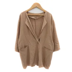 カスタネ Kastane ノーカラージャケット ミドル丈 七分袖 シングルボタン 麻 リネン混 ベージュ /YK32