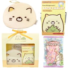 캐릭터 스미코구라시 고양이 버스 선물 3점 세트(바디 스폰지/칼라 욕조/하트형 입욕제)