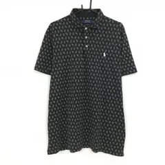 【美品】ポロラルフローレン 半袖ポロシャツ 黒×白 総柄  メンズ XL TG ゴルフウェア Ralph Lauren