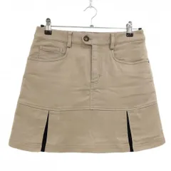 アディダス ボックスプリーツスカート ベージュ×ネイビー バックロゴ刺しゅう レディース M/M ゴルフウェア adidas