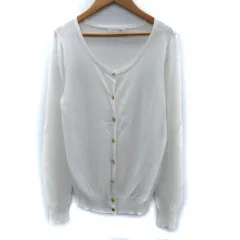 インデックス INDEX カーディガン ミドル丈 フェイクパール ビジュー L 白 ホワイト /SM21